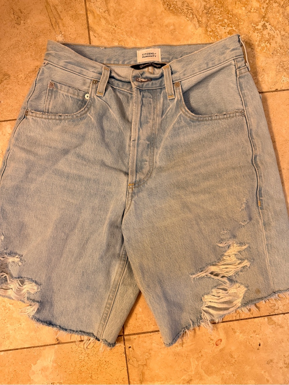 Citizens of Humanity Ayla Light Blue Vintage-Style Denim Shorts